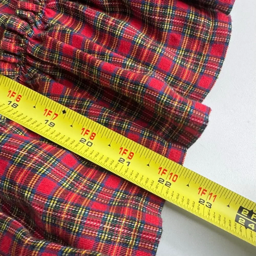 VTG Girls Prairie Dress Cottagecore Sz 5 Red Scottish Christmas Costume